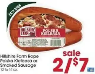 Giant Eagle Hillshire Farm Rope Polska Kielbasa or Smoked Sausage 12 to 14 oz. offer