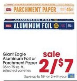 Giant Eagle Giant Eagle Aluminum Foil or Parchment Paper offer