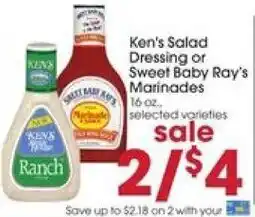 Giant Eagle Ken's Salad Dressing or Sweet Baby Ray's Marinades 16 oz. offer