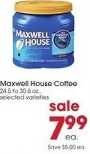 Giant Eagle Maxwell House Coffee 24.5 to 30.6 oz. offer