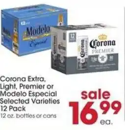 Giant Eagle Corona Extra, Light, Premier or Modelo Especial Selected Varieties 12 Pack 12 oz. offer