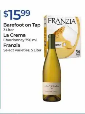 Barefoot On Tap, La Crema, Franzia