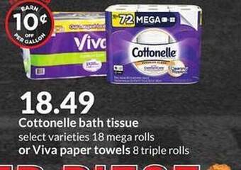 Hy-Vee Cottonelle Bath Tissue Or Viva Paper Towels offer