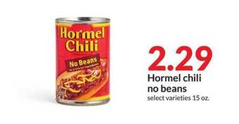 Hy-Vee Hormel Chili No Beans offer