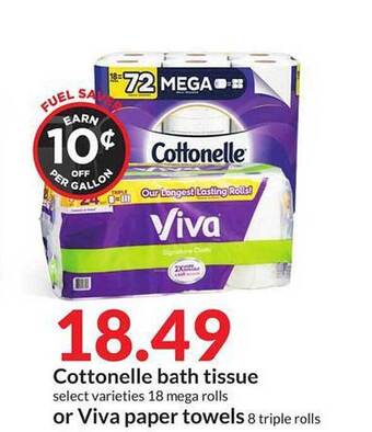 Hy-Vee Cottonelle Bath Tissue Or Viva Paper Towels offer