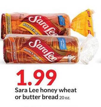 Hy-Vee Sara Lee Honey Wheat Or Butter Bread offer
