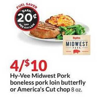 Hy-Vee Hy-Vee Midwest Pork Boneless Pork Loin Butterfly Or America's Cut Chop offer