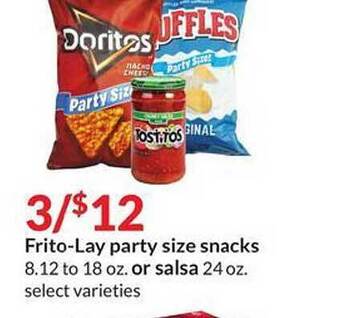 Hy-Vee Frito-lay Party Size Snacks Or Salsa offer