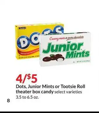 Hy-Vee Dots, Junior Mints Or Tootsie Roll Theater Box Candy offer