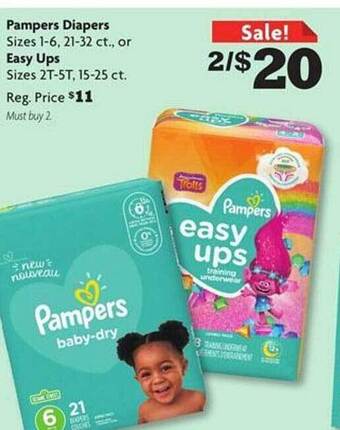 Family Dollar Pampers Diapers, Easy Ups offer