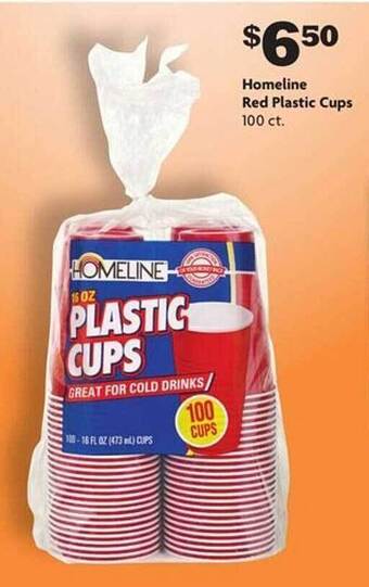 Family Dollar Homeline Red Plastic Cups offer