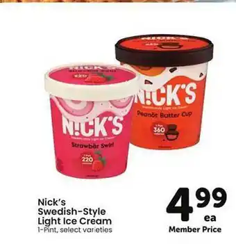 Safeway Nick's Swedish-style Light Ice Cream offer