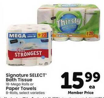 Safeway Signature Select Bath Tissue Or Paper Towels offer