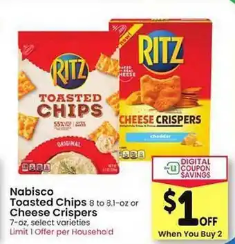 Safeway Nabisco Toasted Chips Or Cheese Crispers offer