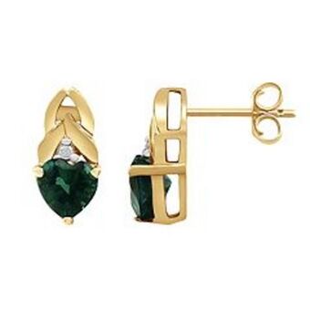 Kohl's 10k gold lab-created emerald & diamond accent heart stud earrings offer