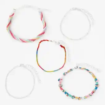 Claire's Braided rainbow chain bracelet set (5 pack) offer