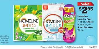 Family Dollar Homeline Laundry Pacs, Sheets Or Scent Boosters offer