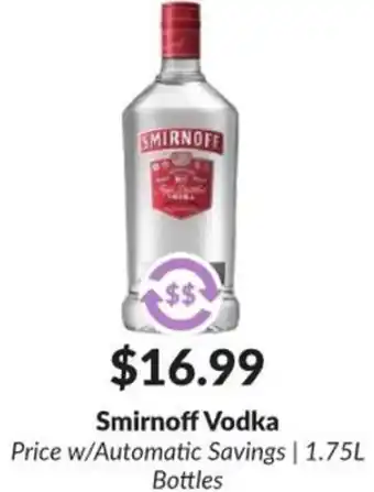 Woodman's Smirnoff Vodka 1.75L offer