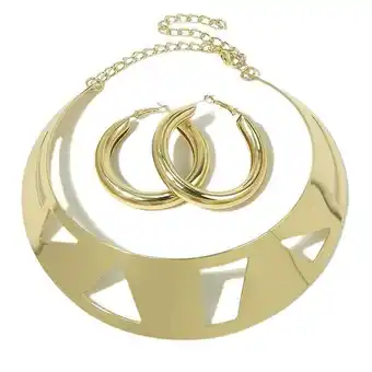 AliExpress Geometric hollow metal torques collar necklaces sets big hoop earrings choker bib neck fashion jewelry set for women manilai offer