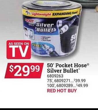 Ace Hardware 50' Pocket Hose Silver Bullet offer