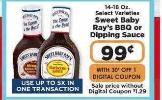 IGA Sweet Baby Ray's Bbq Or Dipping Sauce offer