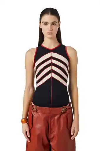 Crêpe jersey body with diagonal stripes