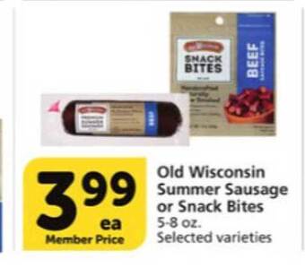 Vons Old Wisconsin Summer Sausage Or Snack Bites offer