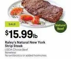 Nob Hill Raley's Natural New York Strip Steak offer