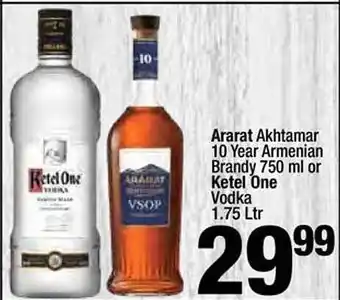 Super King Markets Ararat Akhtamar 10 Year Armenian Brandy Or Ketel One Vodka offer