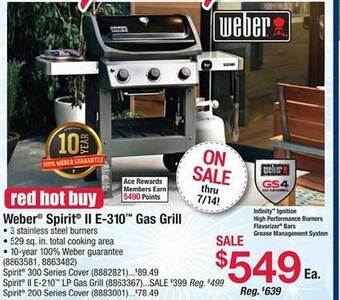 Ace Hardware Weber Spirit II E-310 Gas Grill offer
