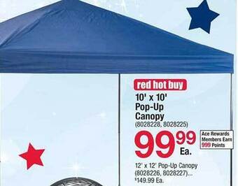 Ace Hardware 10' X 10' Pop-up Canopy offer