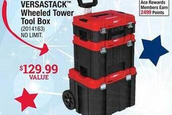 Ace Hardware Versastack Wheeled Tower Tool Box offer