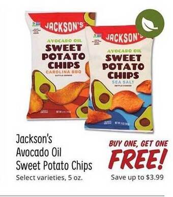 Sprouts Farmers Market Jackson's Avocado Oil Sweet Potato Chips offer