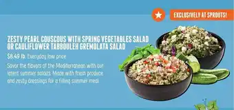 Sprouts Farmers Market Zesty Couscous With Spring Vegetables Salad Or Cauliflower Tabbouleh Gremolata Salad offer