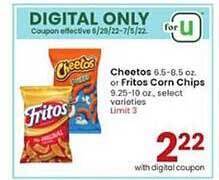 Albertsons Cheetos Or Fritos Corn Chips offer