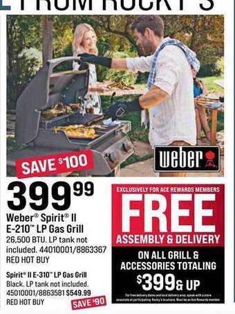 Ace Hardware Weber Spirit Ii E-210 Lp Gas Grill offer