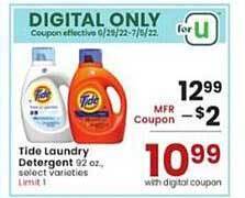 Albertsons Tide Laundry Detergent offer