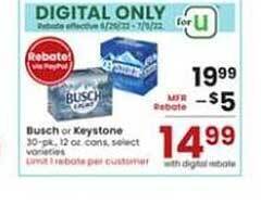 Albertsons Busch Or Keystone offer