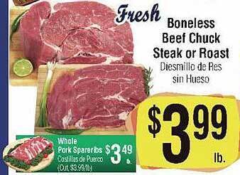 Big Saver Foods Boneless Beef Chuck Steak Or Roast offer