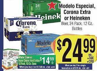 Big Saver Foods Modelo Especial, Corona Extra Or Heineken offer