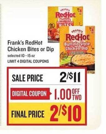Lowes Foods Frank's Redhot Chicken Bites Or Dip offer