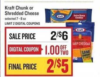Lowes Foods Kraft Chunk Or Shredded Cheese offer