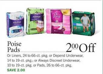 Publix Poise Pads offer