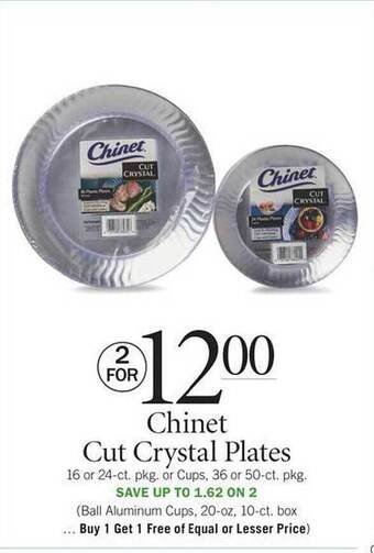 Publix Chinet Cut Crystal Plates offer