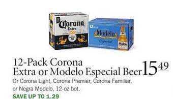 Publix 12-pack Corona Extra Or Modelo Especial Beer offer