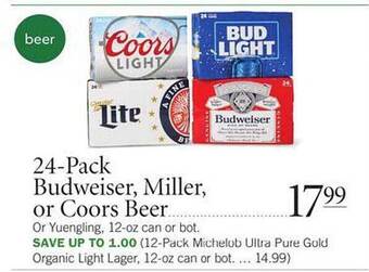 Publix 24-pack Budweiser, Miller, Or Coors Beer offer