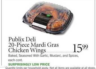 Publix Deli 20-piece Mardi Gras Chicken Wings