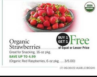 Publix Organic Strawberries offer