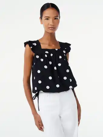 Walmart Scoop Women's Flutter Sleeve Top with Tie Hem offer