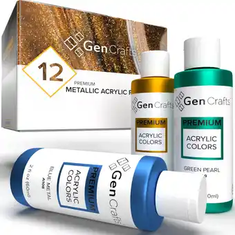 Walmart GenCrafts Metallic Acrylic Pouring Paint, 60ml Bottles, set of 12 offer